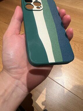 Green Blue White Striped Silicone Case for iPhone